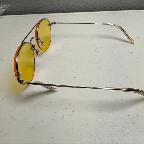 Garrett Leight Yellow Lens Sunglasses Beaumont Sun BS-CH Round